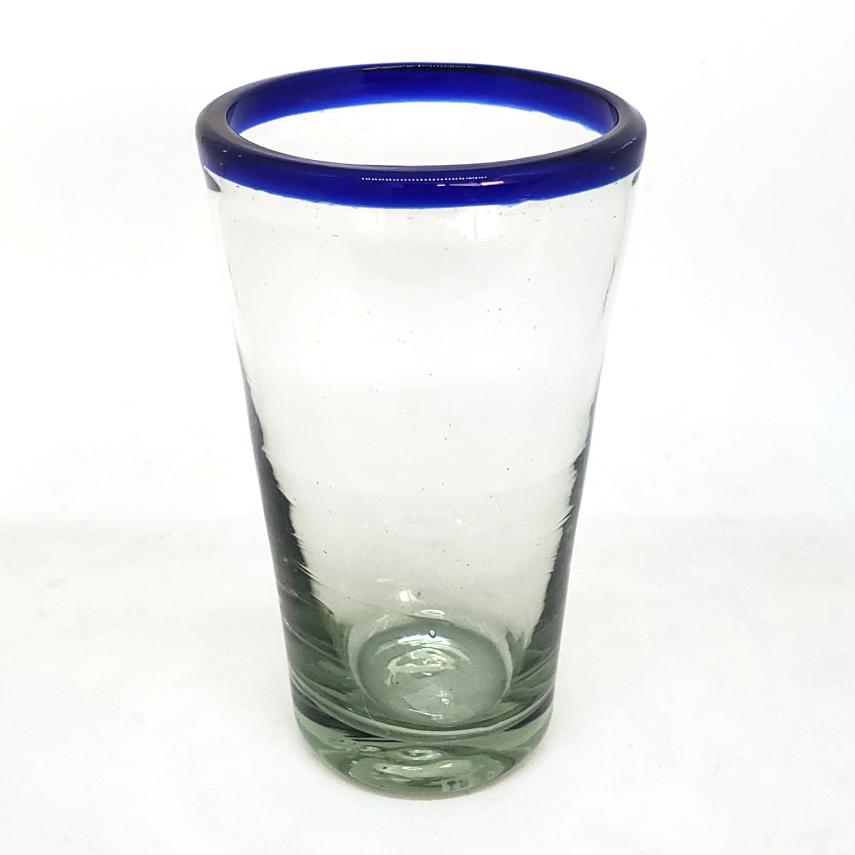 Wholesale MEXICAN GLASSWARE / Cobalt Blue Rim 16 oz Pint Glasses  / Used in specialty restaurants and bars these tavern style beer glasses are perfect for a fresh brew. 